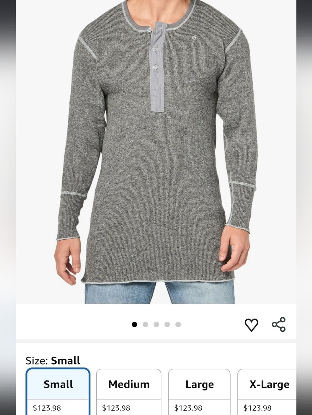 Men's Grey Wool Knit Henley Sweater